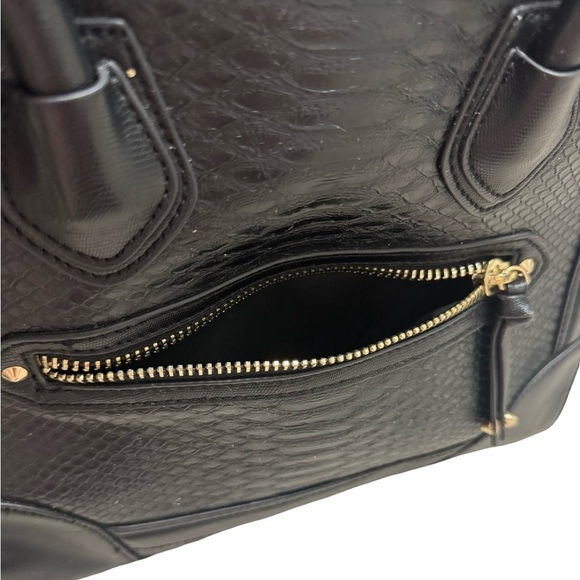 ALDO Black Faux Leather Tote Bag with Gold Hardware - Picture 6 of 7